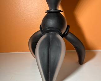 A123 - $100. Stephan Cox: Black Glass Bowl. Measures 7.75" x 10.5" tall. 