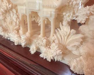 R263 - $850. Resin & Bone Sculpture in Glass Display Box. Measures 14"w x 7.75"d x 12" tall