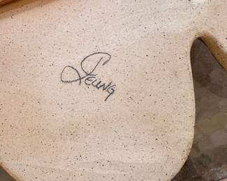 P668 - $45. Wall Pocket. Signed. Illegible. Has been used on screened in porch. Measures 16" x 15". 