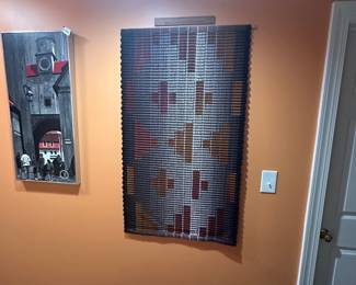 A170 - $145. HANG-UPS: FIBER WALL HANGING: WOOL AND MOHAIR. Measures 26.5" w x 46" tall