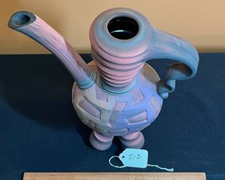 A510 - $125. Whimsical Pottery Teapot. Jim Kemp. Measures 9" x 11.5" tall. 
