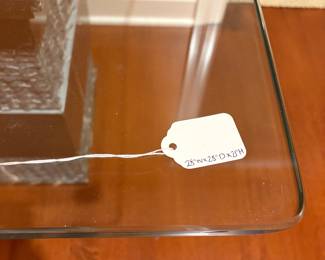 F2 - $350. Marble & Glass Side Table. Measures 28” x 28” x 21“ tall.