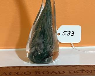 A533 - $95. Paperweight - looks like sterling silver tipped. Signed. Illegible. Measures 2" x 11" tall. 
