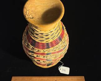 A341 - $225. Jerry Maxey : Woven Basket 2017. Measures 8.5" x 12" tall. 