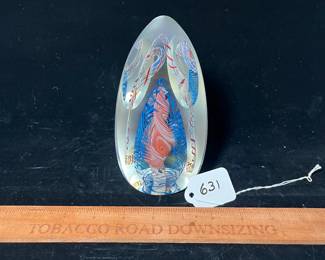 A631 - $95. Henry Summa Art Glass paperweight. Measures 6.5" tall. 