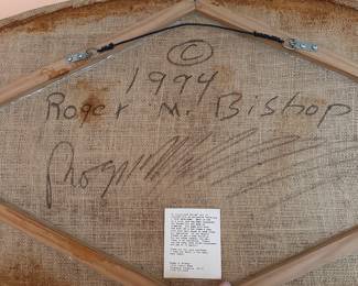 A78 - $125. Roger Bishop: Burlap Tree Wall Hanging. Measures 36" x 19". 