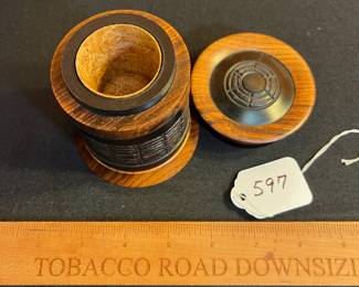A597 - $45. L. Sherman Lidded Wooden Box. Measures 3.25" x 4" tall