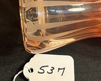 A537 - $75. Art Glass Vase. Signed Menetti Studio. Measures 3" x 8" tall. 