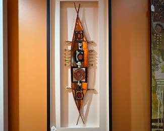 A348 - $800. Alice Vander Vennen : Mixed Media Wall Hanging (crystals, boat). Measures 17.25" x 41". 