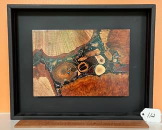 A112 - $100. Faucher Studio: Wood Plate With Taurus Stars. Measures 14.5" x 11.5". 