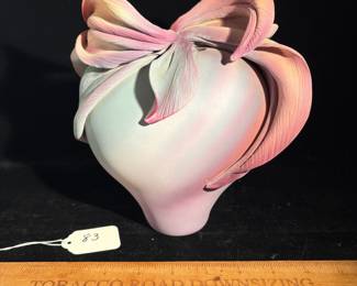 A83 - $60. Silvia Fugmann Brongo: Whimsical Clay Vessel. Measures 9.5" x 8" tall. 