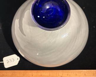 A233 - $100. Lewis Olsen : Noslo Glass Bowl. Measures 9" x 5.25" tall. 