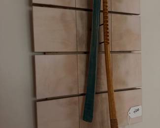 A400 - $75. Wooden Wall Sculpture - Mounted Bow. Signed T. Maddox. Dec. 2011. Measures 12" x 29". 