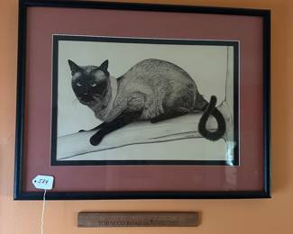 A584 - $75. P. Krobath Siamese Cat. Measures 25" x 19.5". 