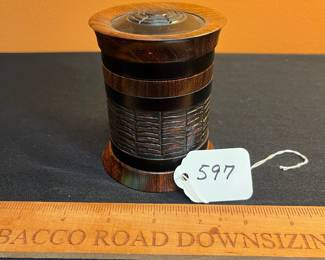 A597 - $45. L. Sherman Lidded Wooden Box. Measures 3.25" x 4" tall
