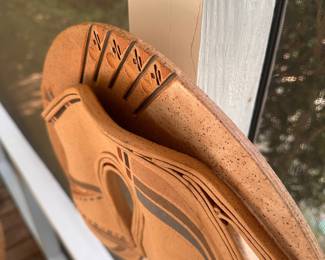 P668 - $45. Wall Pocket. Signed. Illegible. Has been used on screened in porch. Measures 16" x 15". 