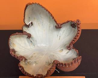 A519 - $125. Bowl with Octopus Feet - Maybe stamped an L? Measures 11" x 13.5" tall. 