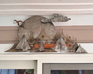 P670 - $65. J. Stillman signed. Metal Wall Art. Has been used on screened in porch. Measures 30" x 16" 
