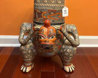 A107 - $300. Gregorio Bracamonte - Nicaragua Jaguar Pottery Floor Vase. Measures 