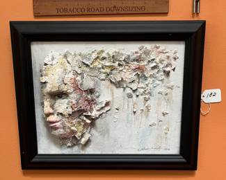 A182 - $60. Nicole Gsell : "Mask IV" Cardboard Mask & Watercolors. Measures 17" x 14". 