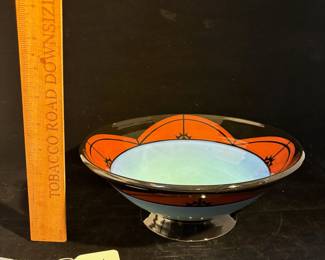 A164 - $50. Marti Mocahbee. Studio Pottery Bowl - has crazing in the bottom of the bowl.  Measures 9.5" x 3.75" tall. 