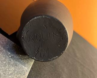 A134 - $65. Kaolin Pottery: Black Tulip Vase. Measures 3.5" x 6.5" tall. 