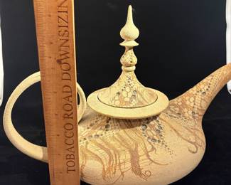 A111 - $140. Don McWhorter Ceramics: Aladdin's Lamp. Measures 19" x 9.75" tall. 