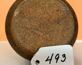 A493 - $25. Brown Speckled Pitcher - Signed CAM? Measures 4" x 8.5" tall. 