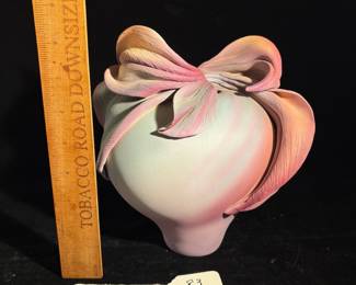 A83 - $60. Silvia Fugmann Brongo: Whimsical Clay Vessel. Measures 9.5" x 8" tall. 