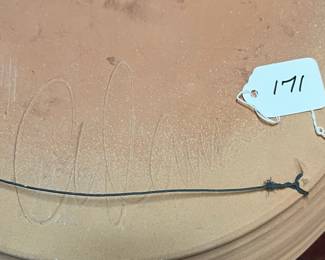 A171 - $75. Doug Adams, Large Wall Hanging, Clay Art. Measures 18.5" diameter. 