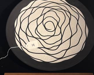 A14 - $100. Charles Chrisco's Pottery: Black and White Plate. Measures 14" diameter. 