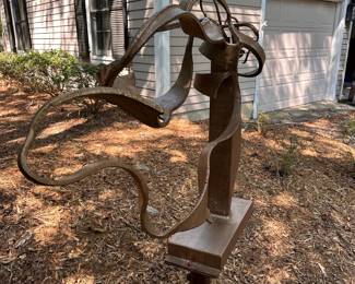 A651 - $750. Signed MR 2008 - Mike Roig. "Testament" Fabricated Steel Sculpture. You must plan to remove. Measures approx. 46"w x stands 60" tall
