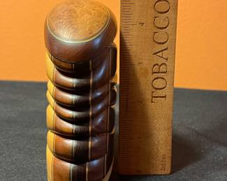 A471 - $125. Terry Evans Wood Art Trinket Box. Measures 4" x 1.75" x 4.5" tall. 