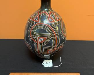 A517 - $150. Made in Nicaragua Pottery Vase. 2009. Helio Gutierrez. Measures 7" x 12.5" tall. 