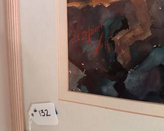A132 - $250. L. E. Dejoiner: Original Watercolor. LUTHER EVANS DEJOINER. Measures 28.5" x 21.5". 
