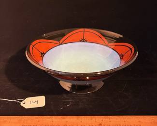 A164 - $50. Marti Mocahbee. Studio Pottery Bowl - has crazing in the bottom of the bowl.  Measures 9.5" x 3.75" tall. 