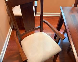 F11 - $350. Dining Room Table with 8 Chairs. Very good condition. Measures 60" x 42" x 31.5". Has 1 - 18" leaf. 