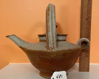 A481 - $50. Teapot - Signed Nataley / Natalie. Measures. 11.5" x 10" tall. 