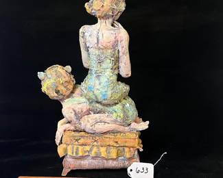 A633 - $85. Girls on an Ottoman - no signature. Measures 7.5" x 5" x 14.25" tall. Leg & Finger have been repaired. 