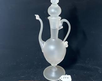 A556 - $75. Jeff Mack Art Glass Kettle. Measures 5.5" x 14" tall. 