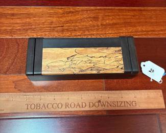 A20 - $225. Phil Weber: Ebony and Spalted Maple Trinket Box. Measures 8" x 3" x 1.75" tall. 