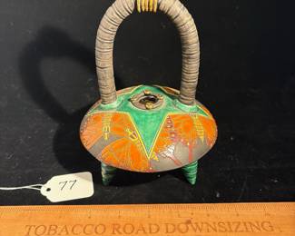 A77 - $125. Kelly Torche: Ceramic Butterfly Vessel. Measures 5.5" x 7.5" tall. 