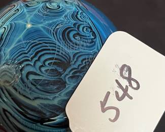 A548 - $150. Josh Simpson : Blue Vase. Measures 3" x 6.5" tall! 