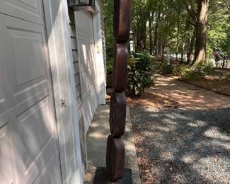 A653 - $500. William Moore. Ceramic Totem. Measures Please be prepared to move this yourself. Measures 15.75"w x 15.75"d x 76.5" tall