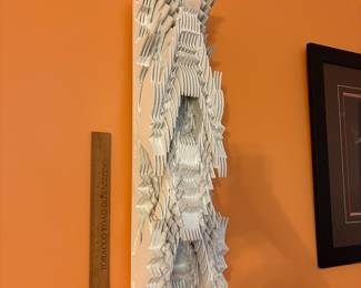 A48 - $175. Wall Sculpture. Signed but illegible. Measures 6" x 5" x 23.5" tall. 