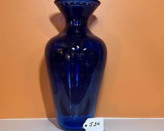 A534 - $125. Cobalt Bullicante Vase. Signed on Base TG. Measures 5" x 12" tall.?