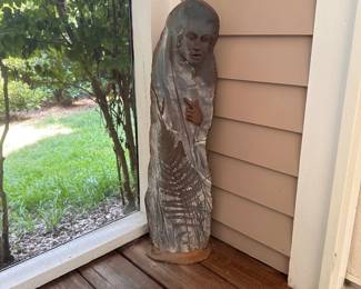 A667 - $325. Double Sided Sculpture. Signed PJ 2005. Measures 30" tall. Has been used on screened in porch. 