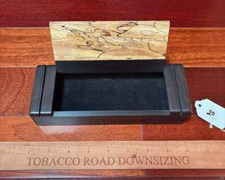 A20 - $225. Phil Weber: Ebony and Spalted Maple Trinket Box. Measures 8" x 3" x 1.75" tall. 