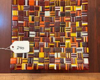 A240 - $75. Robert Wiener DC Art Glass "Fall Harvest". Measures 8" x 8". 