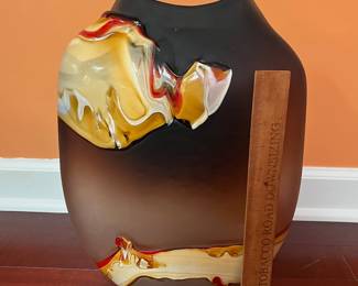 A554 - $95. Jeff Mack Vase. Measures 11" x 3" x 16" tall. 